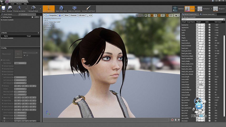 Привер настройки внешности персонажа с помощью морфем в Unreal Engine