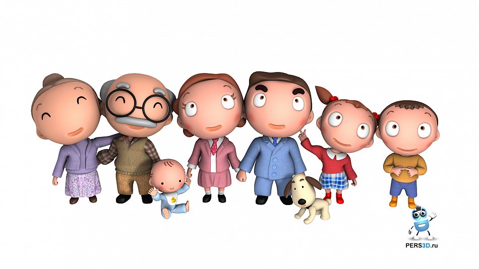 Семья 3d персонажей