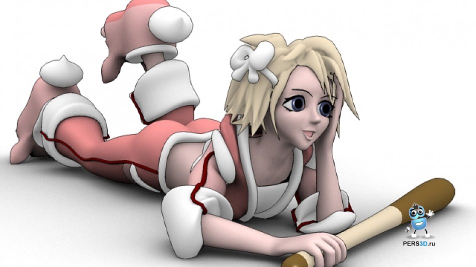 Анимешная девочка с битой 1